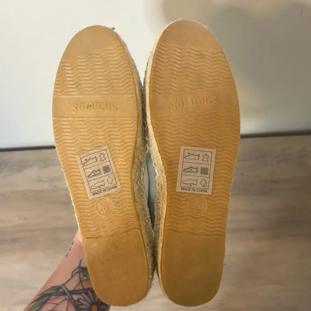Soludos The Smoking Espadrille in Ivory Linen Twill White Size 6